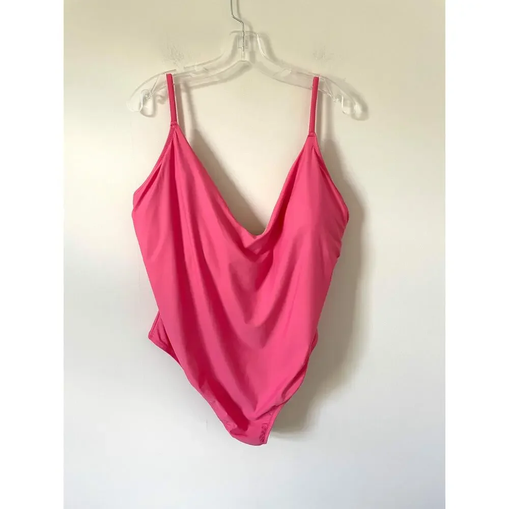J. Crew Classic Basic One Piece Bathing Suit Pink Size 22 Plus NEW